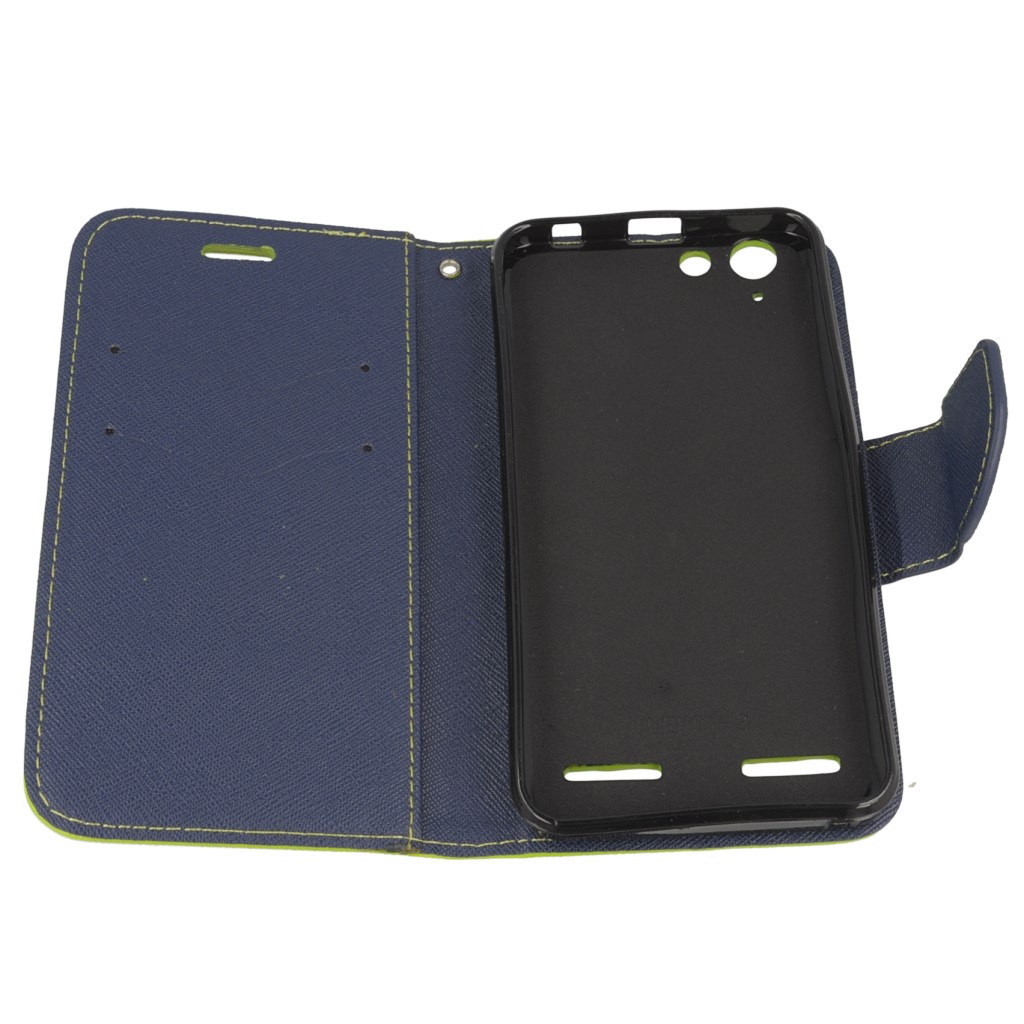 Pokrowiec etui z klapk� na magnes Fancy Case limonkowo-granatowe Lenovo Vibe K5 / 10