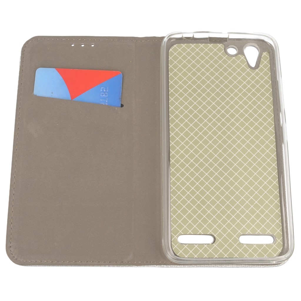 Pokrowiec etui z klapk� Magnet Book srebrne Lenovo Vibe K5 / 8