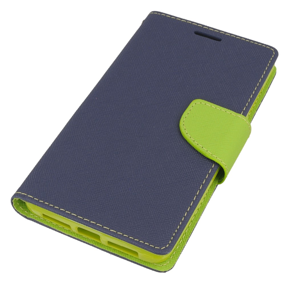 Pokrowiec etui z klapk na magnes Fancy Case granatowo-limonkowe Lenovo Vibe P1 / 2