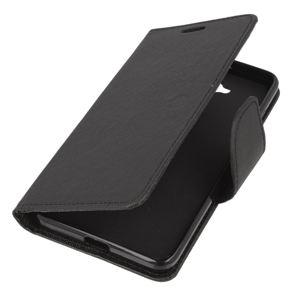 Pokrowiec etui z klapk na magnes Fancy Case czarne Microsoft Lumia 650