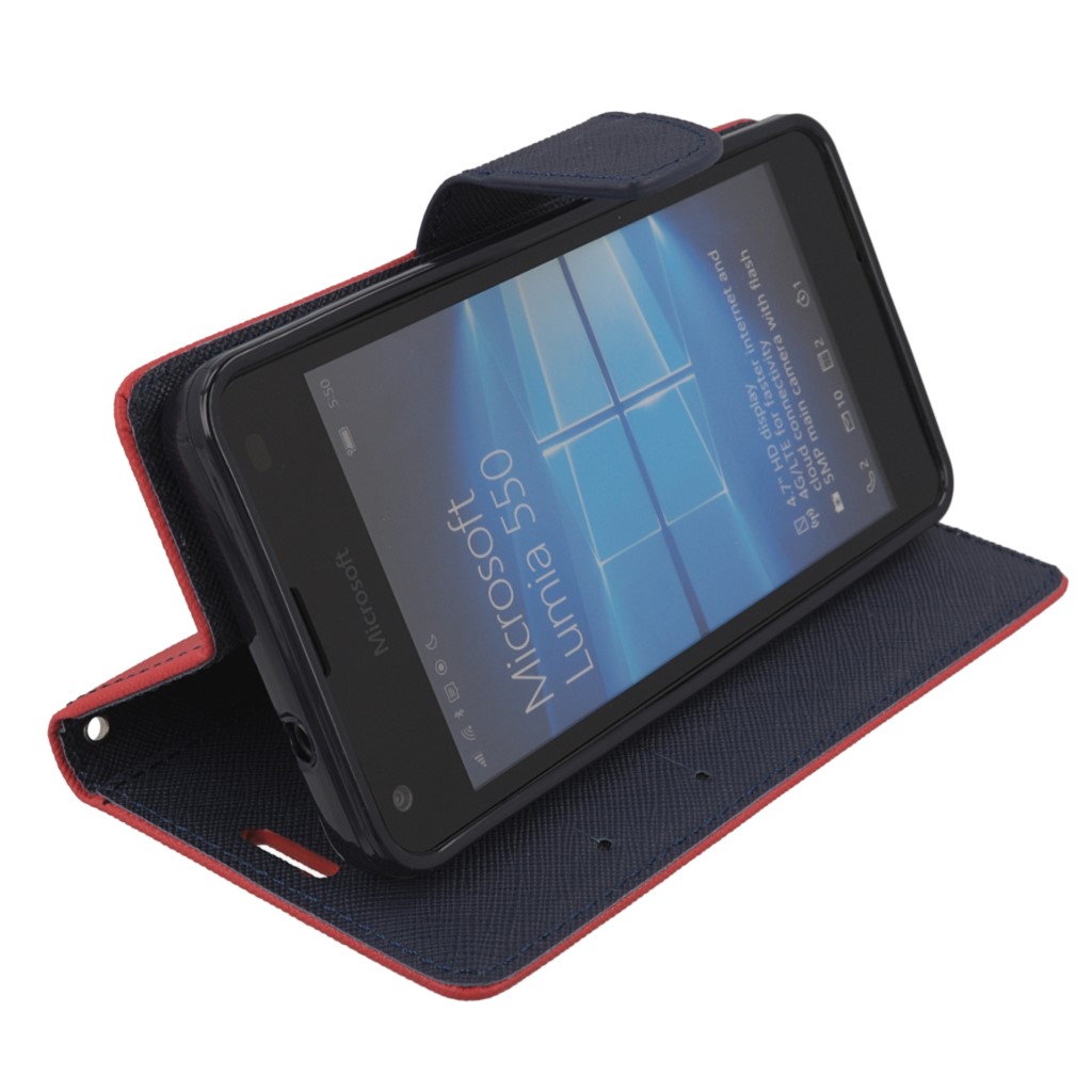 Pokrowiec etui z klapk na magnes Fancy Case czerwono-granatowe Microsoft Lumia 550 / 9
