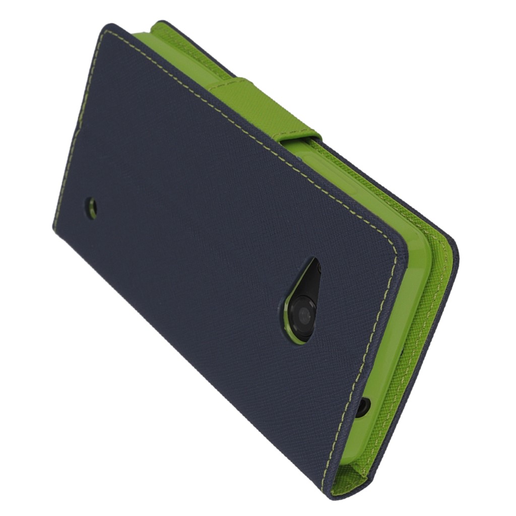 Pokrowiec etui z klapk na magnes Fancy Case granatowo-limonkowe Microsoft Lumia 550 / 5