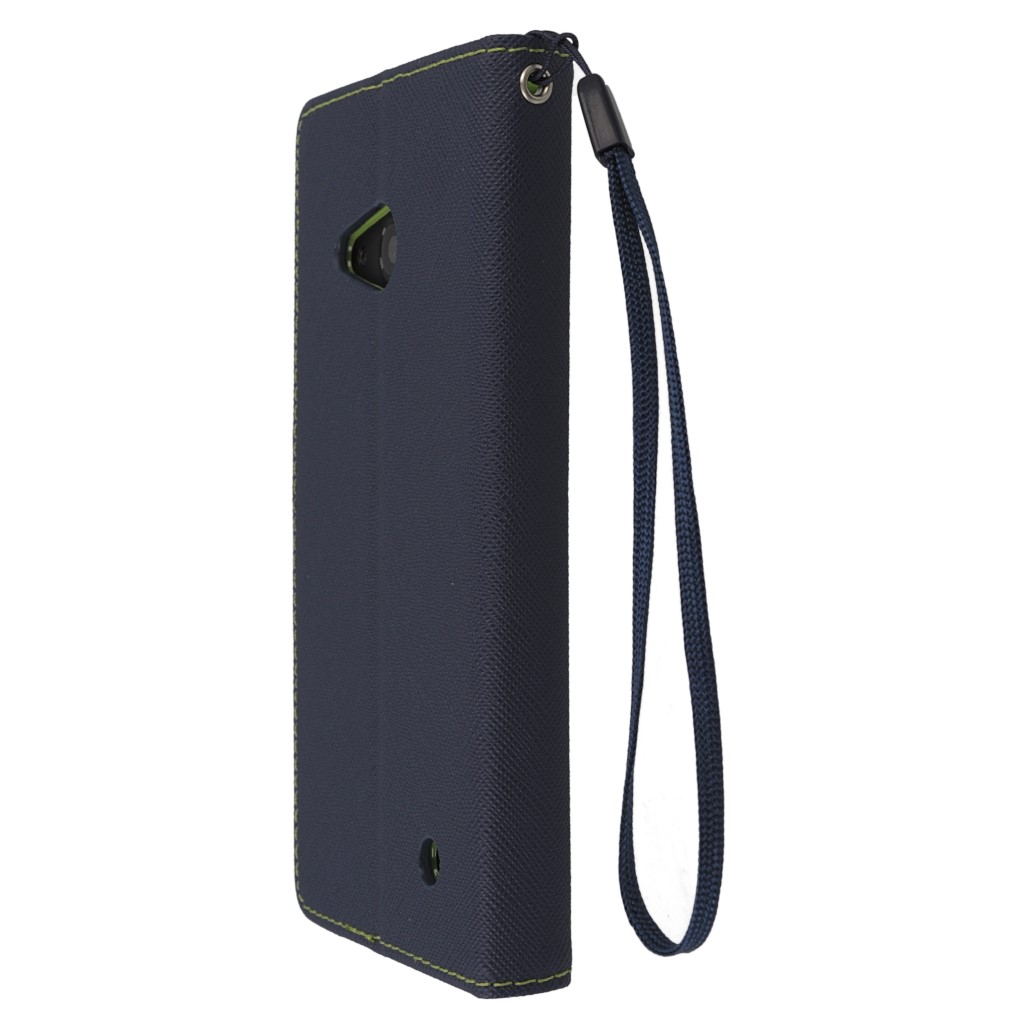 Pokrowiec etui z klapk na magnes Fancy Case granatowo-limonkowe Microsoft Lumia 550 / 7