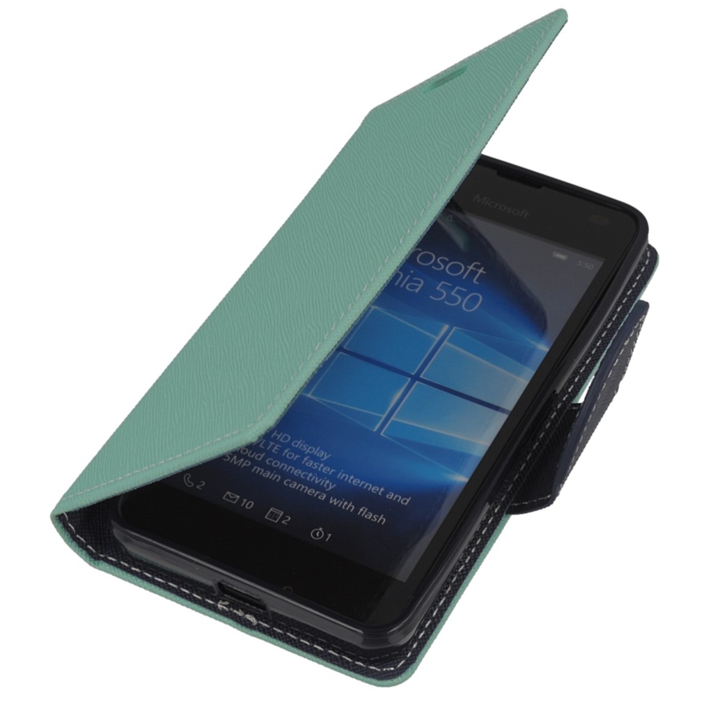 Pokrowiec etui z klapk na magnes Fancy Case mitowo-granatowe Microsoft Lumia 550