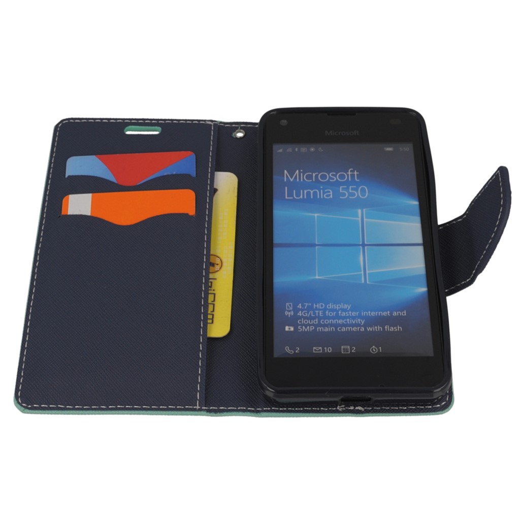 Pokrowiec etui z klapk na magnes Fancy Case mitowo-granatowe Microsoft Lumia 550 / 9