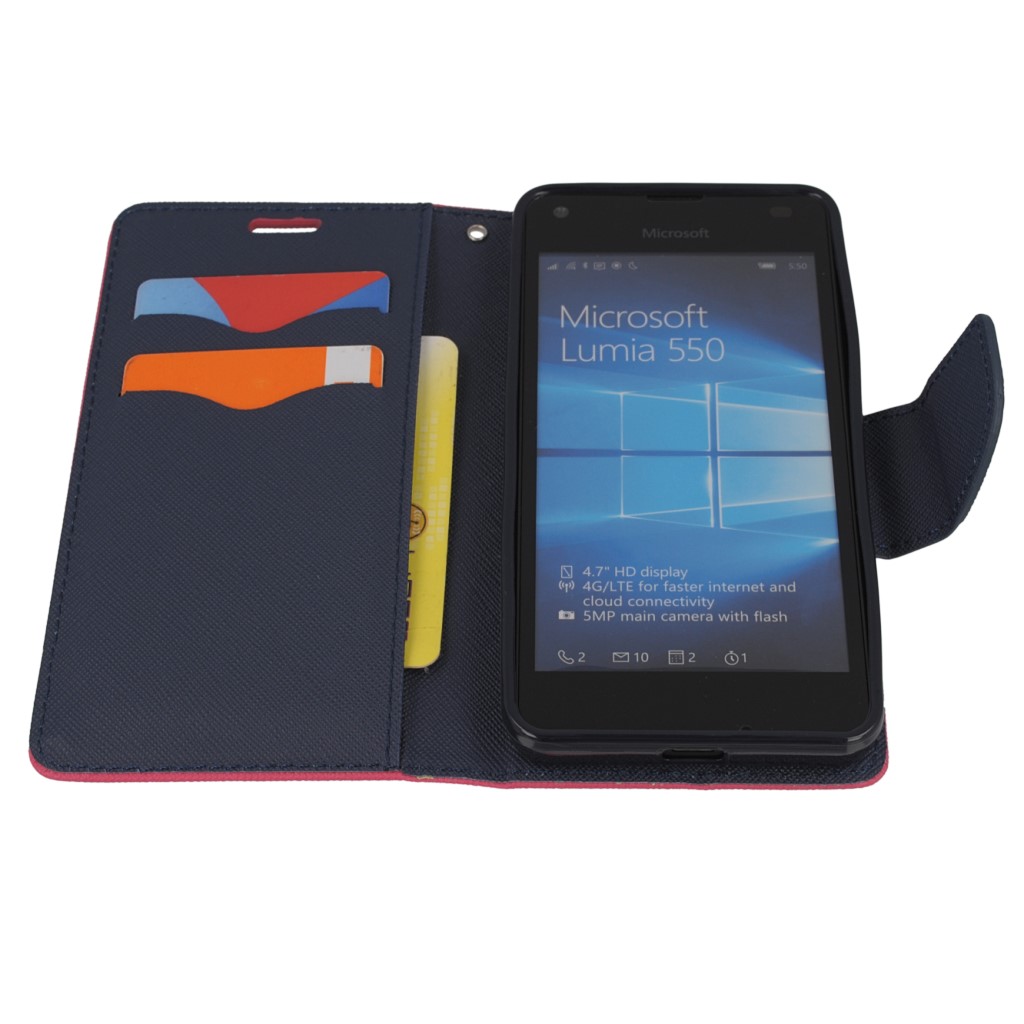 Pokrowiec etui z klapk na magnes Fancy Case rowo-granatowe Microsoft Lumia 550 / 10