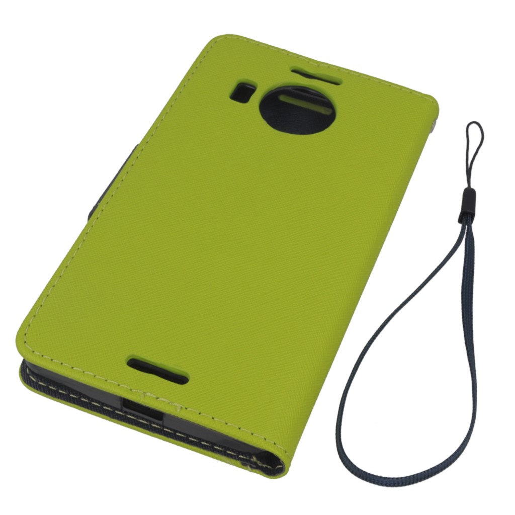 Pokrowiec etui z klapk na magnes Fancy Case limonkowo-granatowe Microsoft Lumia 950 XL / 4