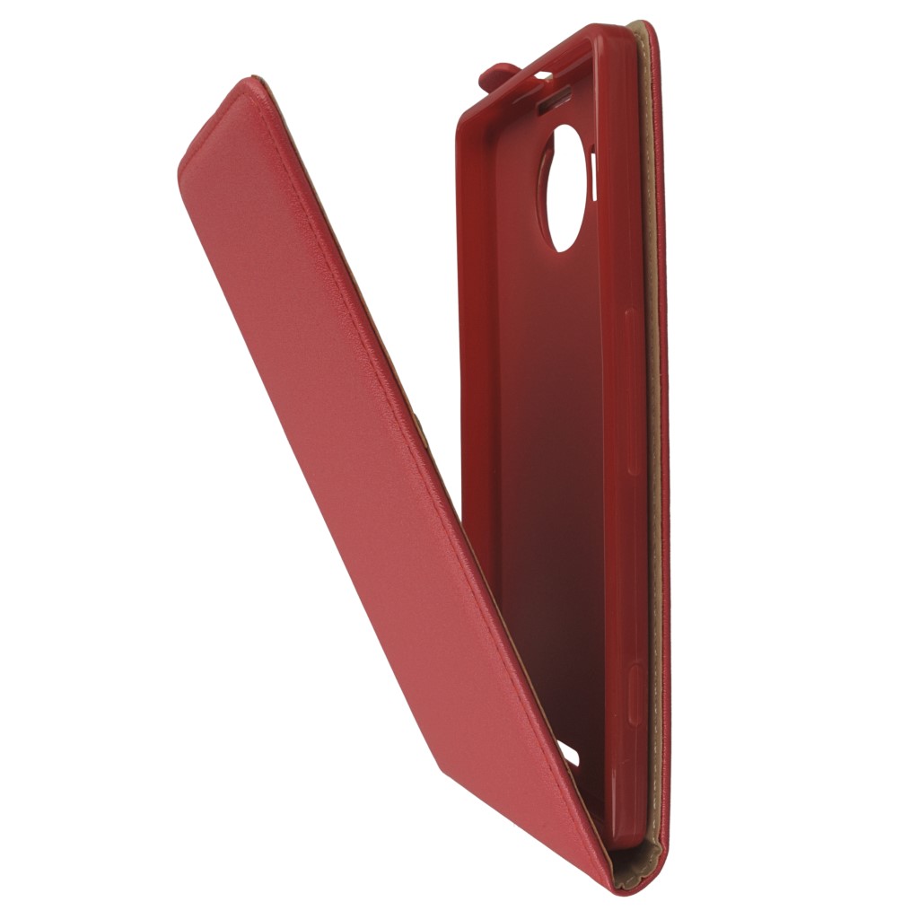 Pokrowiec z klapk na magnes Prestige Slim Flexi czerwony Microsoft Lumia 950 XL / 6