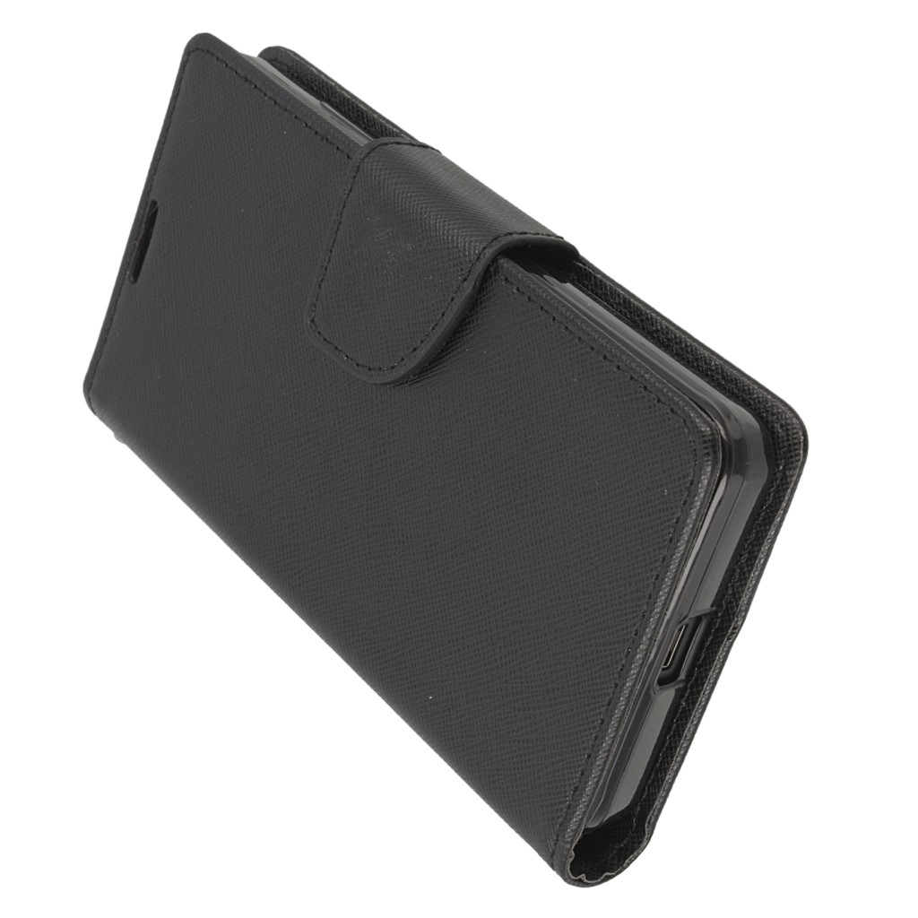 Pokrowiec etui z klapk na magnes Fancy Case czarne Microsoft Lumia 550 / 5