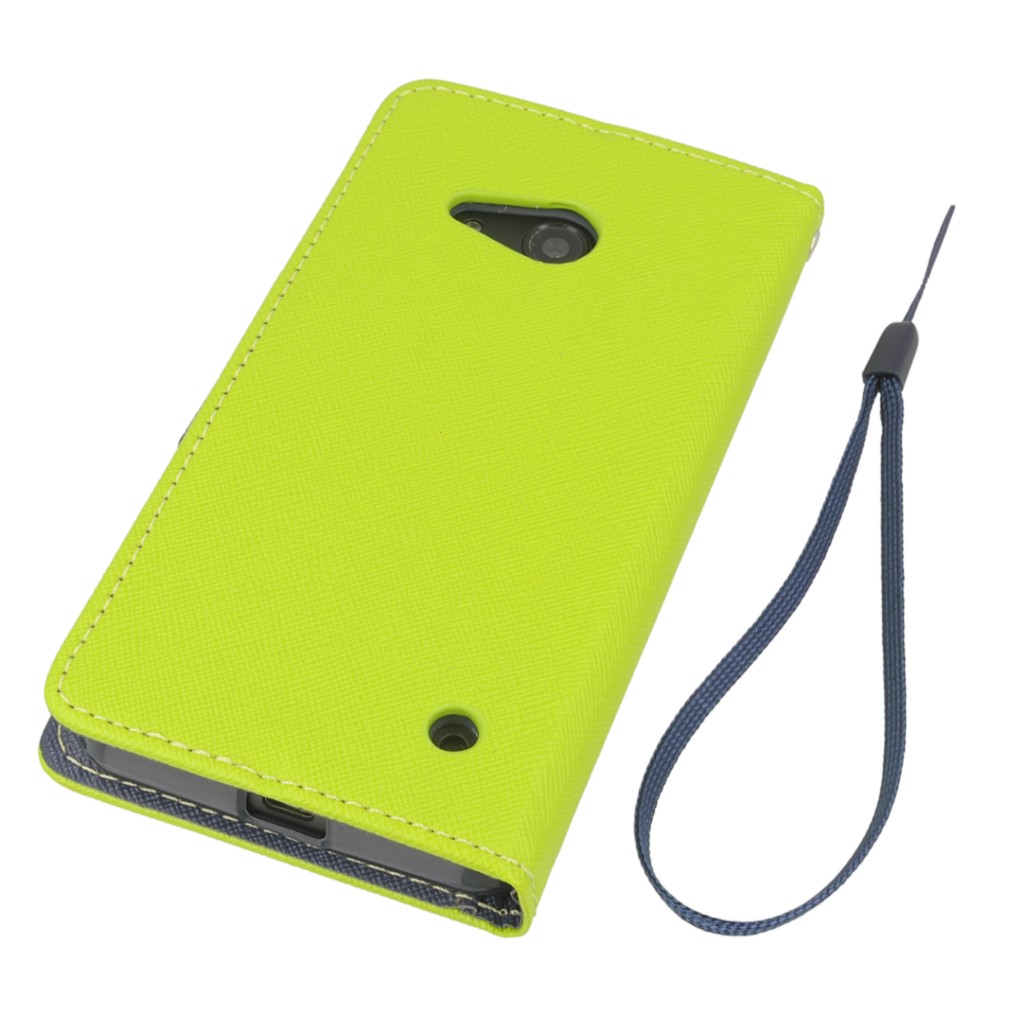 Pokrowiec etui z klapk na magnes Fancy Case limonkowo-granatowe Microsoft Lumia 550 / 3