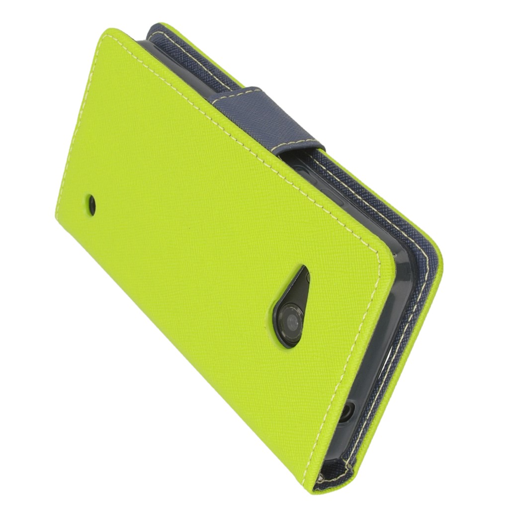 Pokrowiec etui z klapk na magnes Fancy Case limonkowo-granatowe Microsoft Lumia 550 / 4