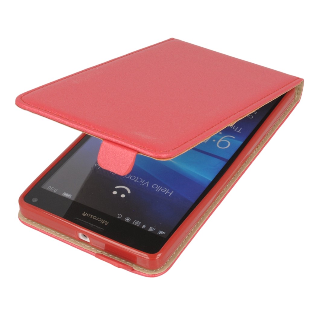 Pokrowiec z klapk na magnes Prestige Slim Flexi czerwony Microsoft Lumia 950 XL