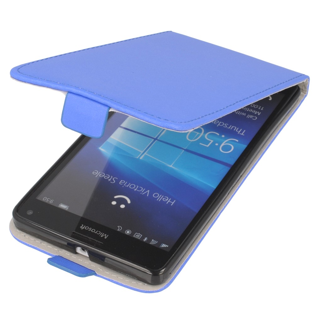 Pokrowiec z klapk na magnes Prestige Slim Flexi  niebieski Microsoft Lumia 950 XL