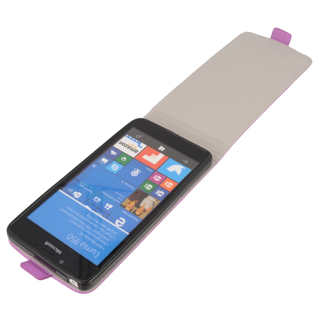 Pokrowiec z klapk na magnes Prestige Slim Flexi fioletowy Microsoft Lumia 950 / 8