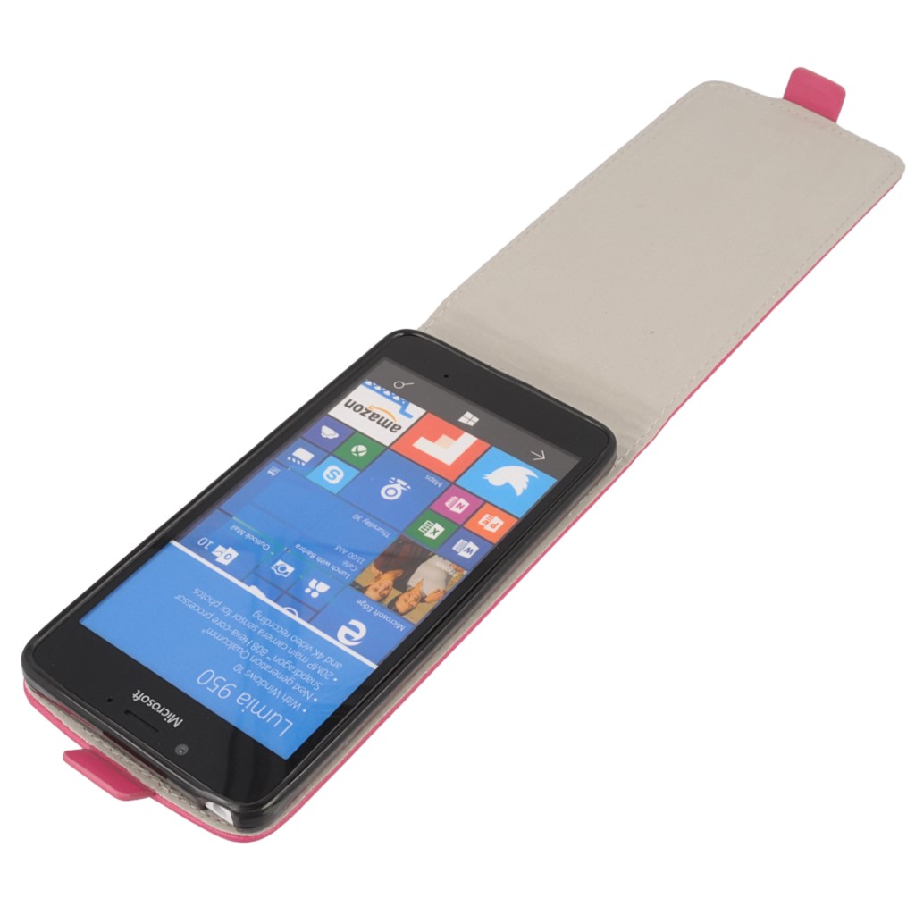 Pokrowiec z klapk na magnes Prestige Slim Flexi rowy Microsoft Lumia 950 / 8