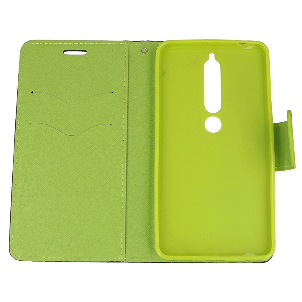Pokrowiec etui z klapką na magnes Fancy Case granatowo-limonkowe NOKIA 6 2018 / 2 Pokrowiec etui z klapką na magnes Fancy Case granatowo-limonkowe NOKIA 6 2018 / 2