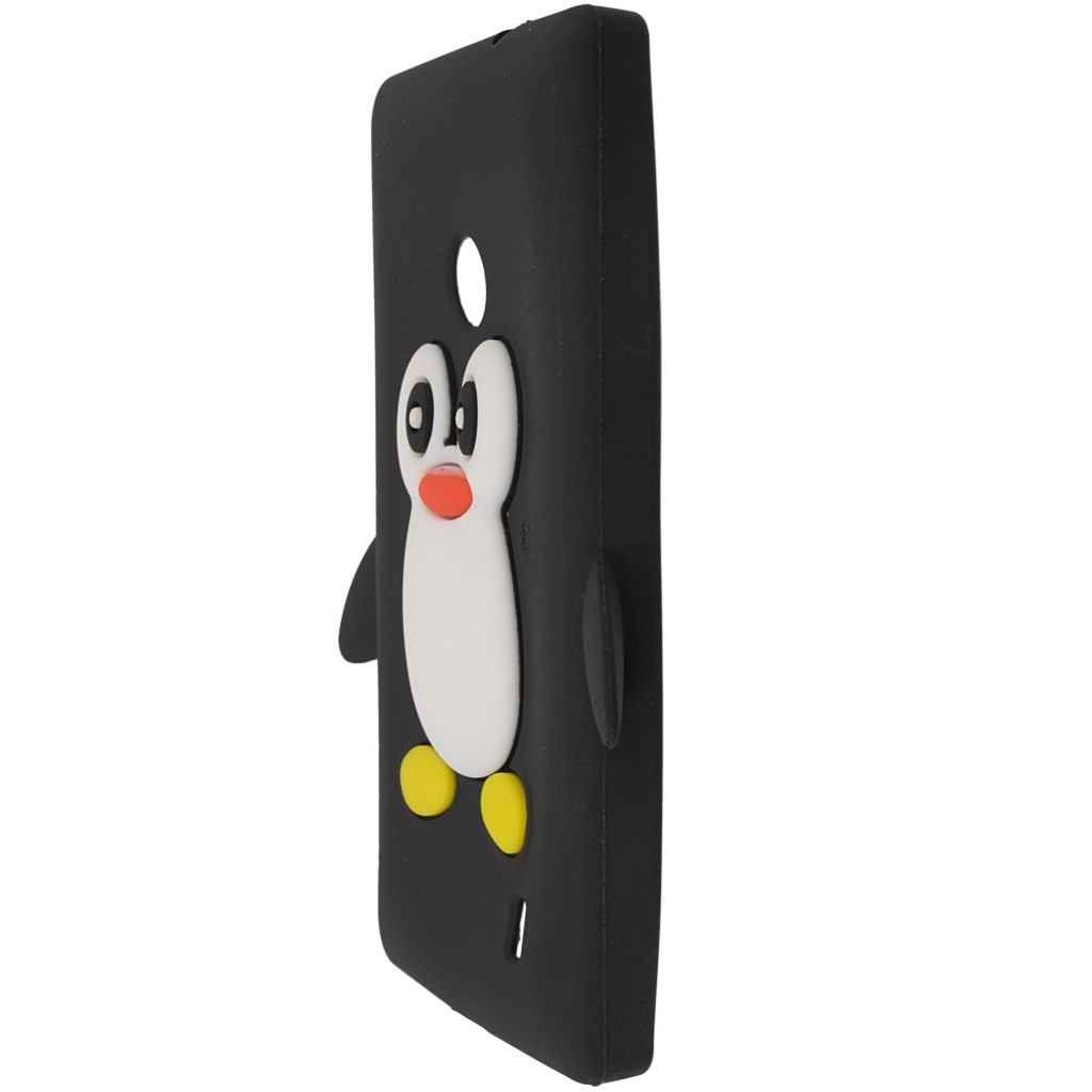 Pokrowiec etui silikonowe 3D Pingwin czarne NOKIA Lumia 520 / 6