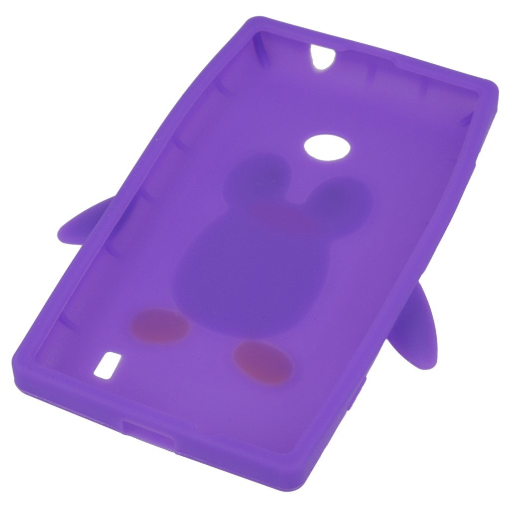 Pokrowiec etui silikonowe 3D Pingwin fioletowe NOKIA Lumia 520 / 3