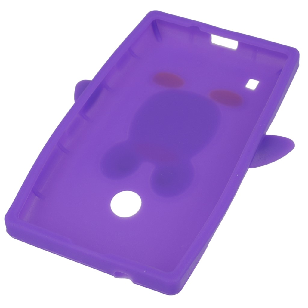 Pokrowiec etui silikonowe 3D Pingwin fioletowe NOKIA Lumia 520 / 4