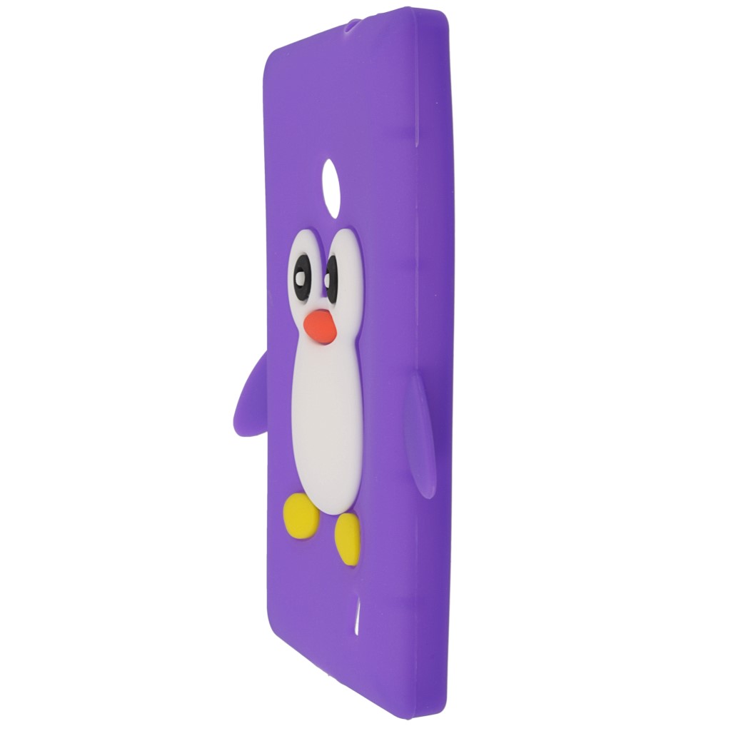 Pokrowiec etui silikonowe 3D Pingwin fioletowe NOKIA Lumia 520 / 5