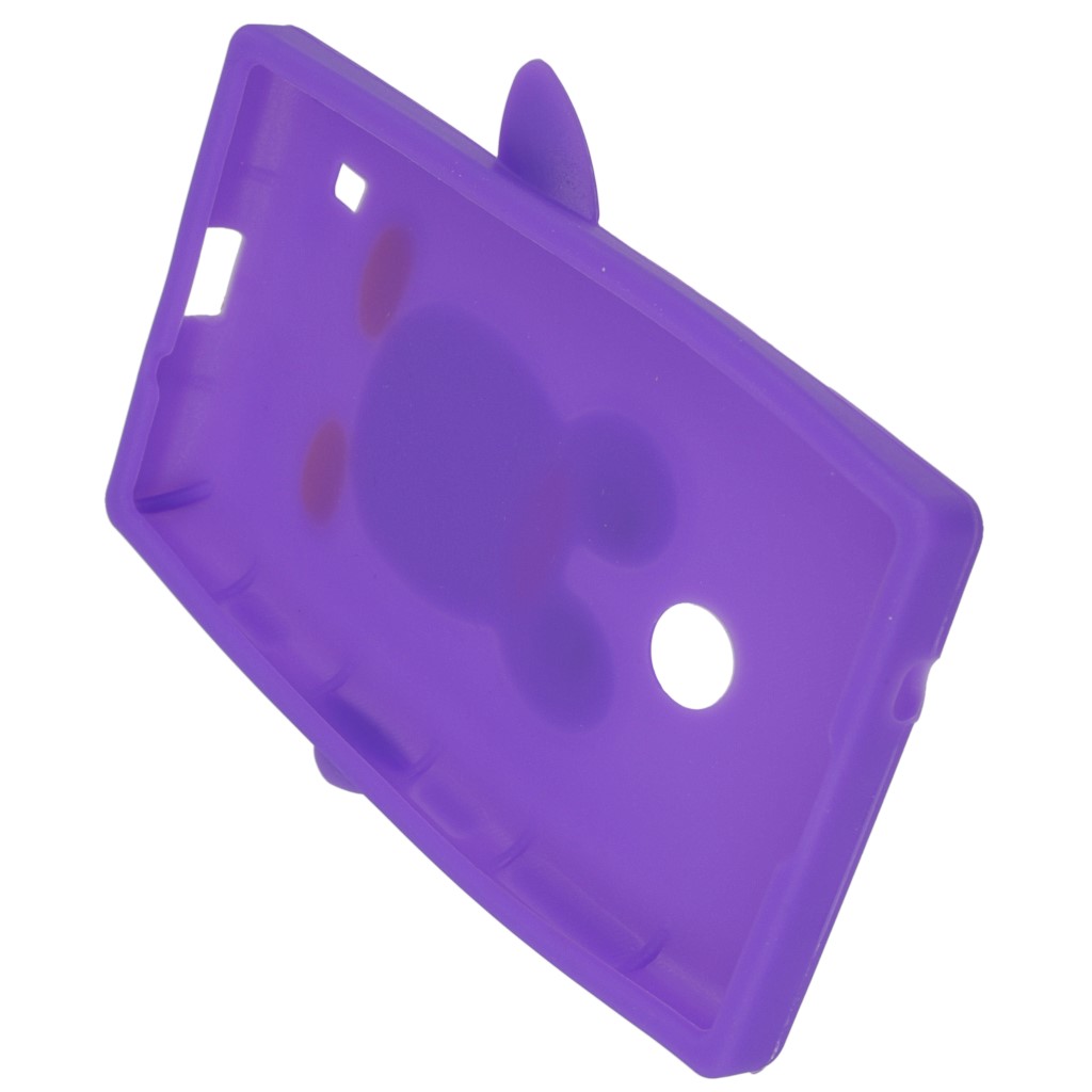 Pokrowiec etui silikonowe 3D Pingwin fioletowe NOKIA Lumia 520 / 8