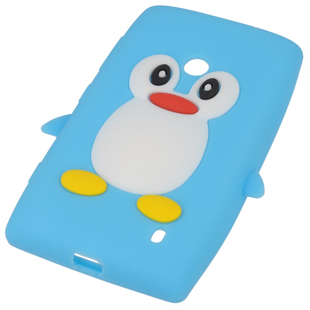 Pokrowiec etui silikonowe 3D Pingwin jasnoniebieskie NOKIA Lumia 520