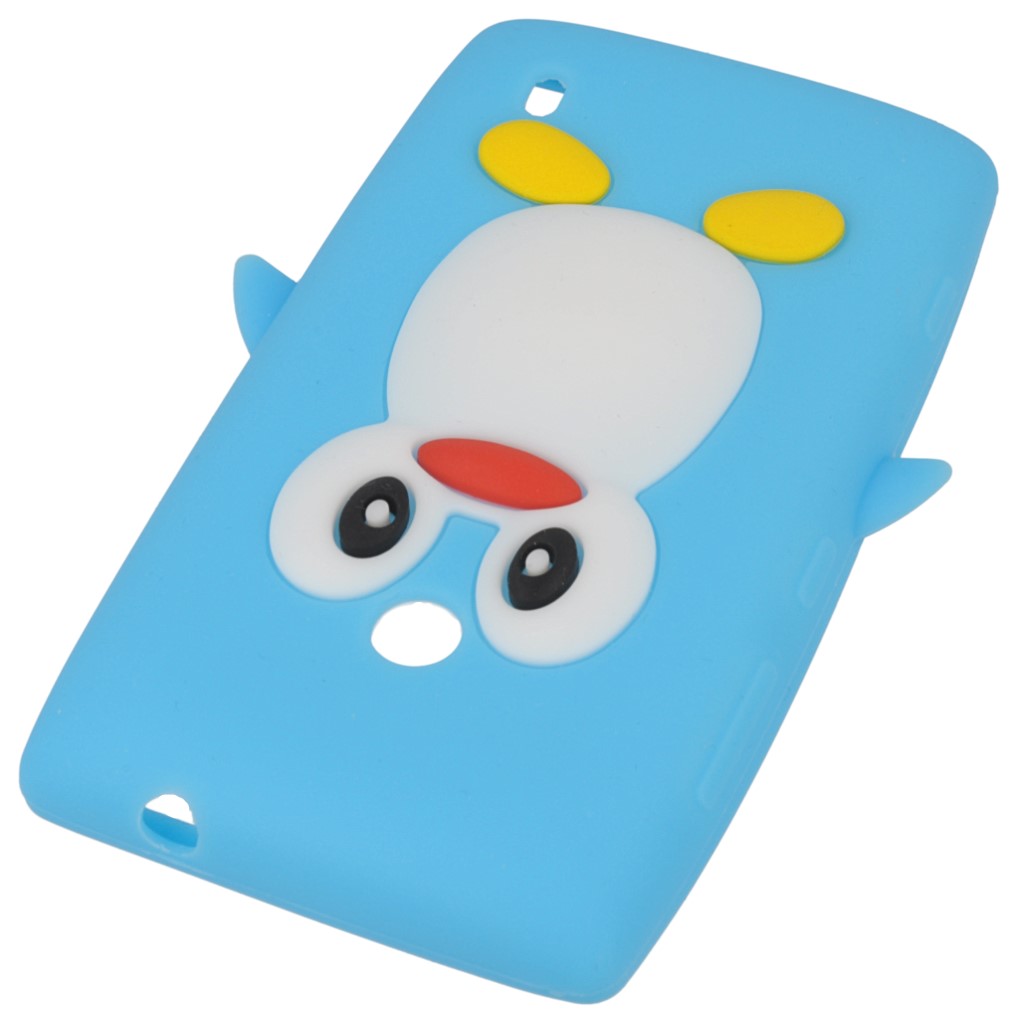 Pokrowiec etui silikonowe 3D Pingwin jasnoniebieskie NOKIA Lumia 520 / 2