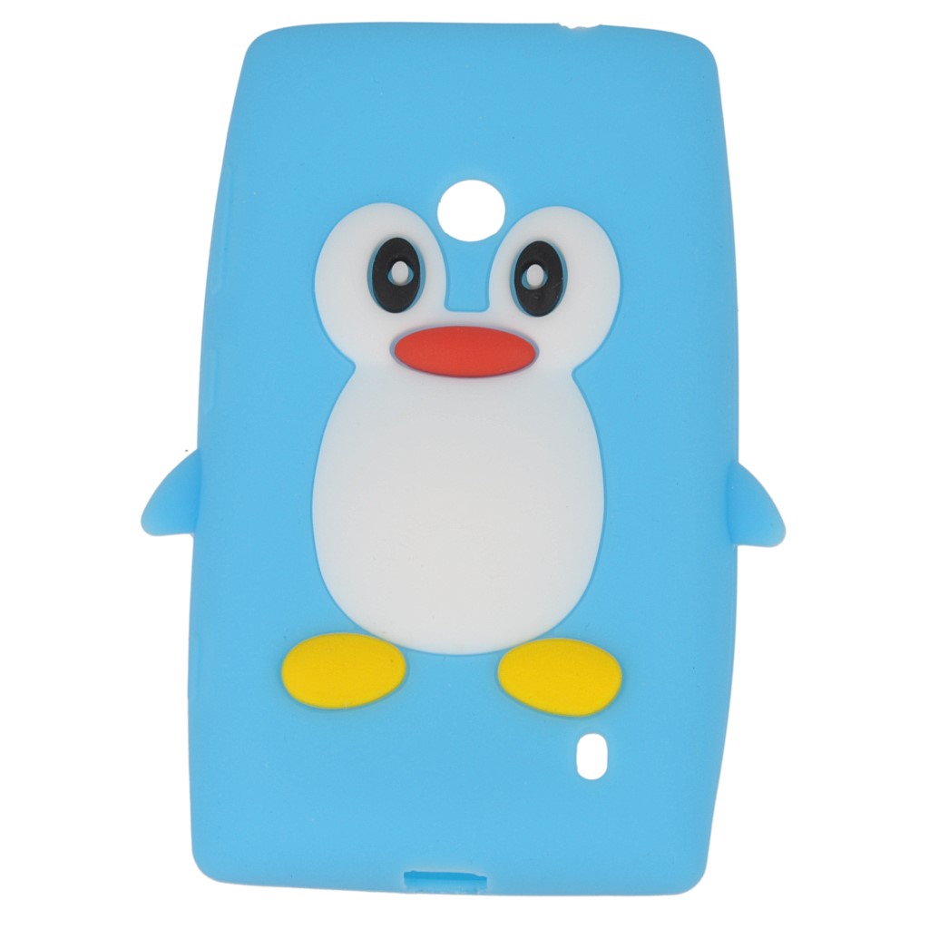 Pokrowiec etui silikonowe 3D Pingwin jasnoniebieskie NOKIA Lumia 520 / 8