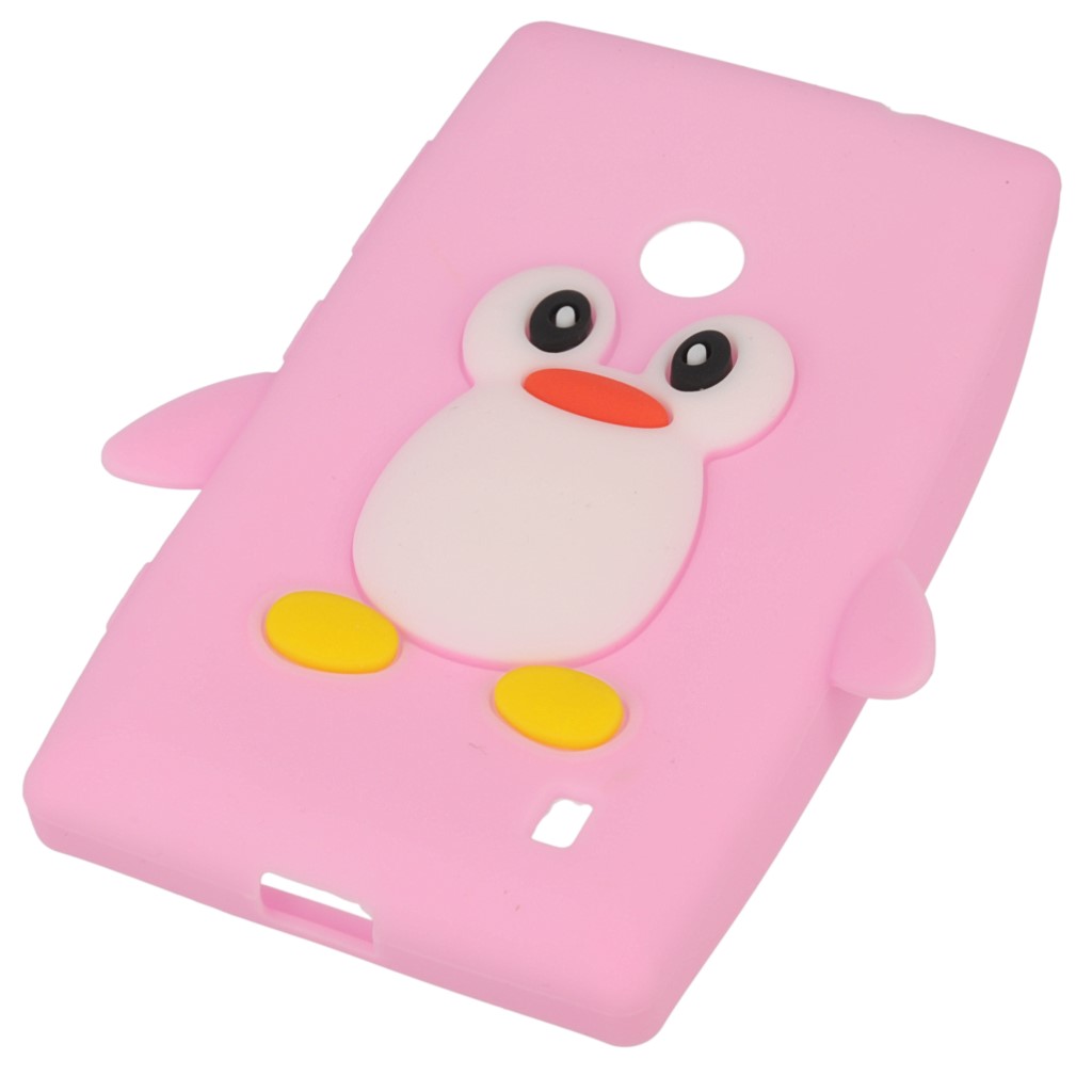 Pokrowiec etui silikonowe 3D Pingwin jasnorowe NOKIA Lumia 520