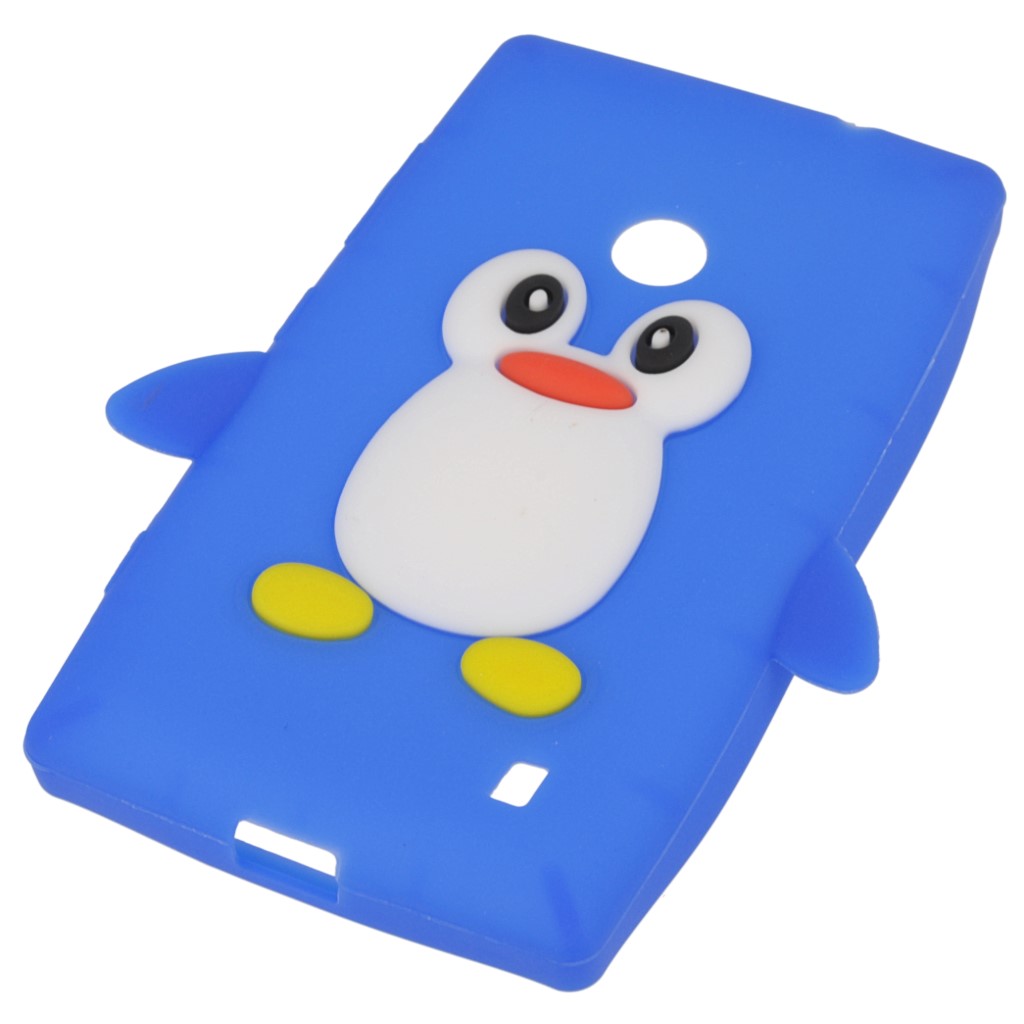 Pokrowiec etui silikonowe 3D Pingwin niebieskie NOKIA Lumia 520