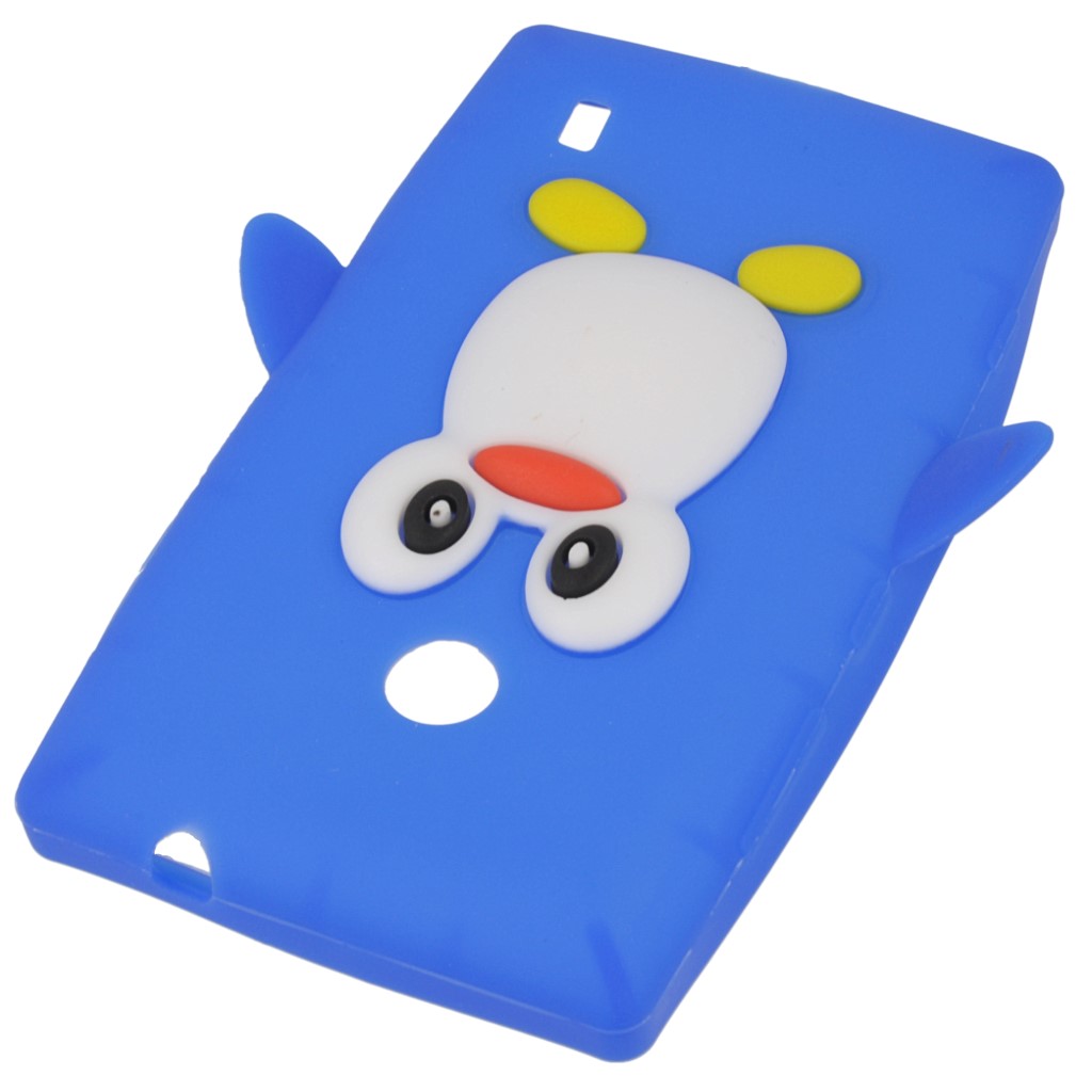 Pokrowiec etui silikonowe 3D Pingwin niebieskie NOKIA Lumia 520 / 2
