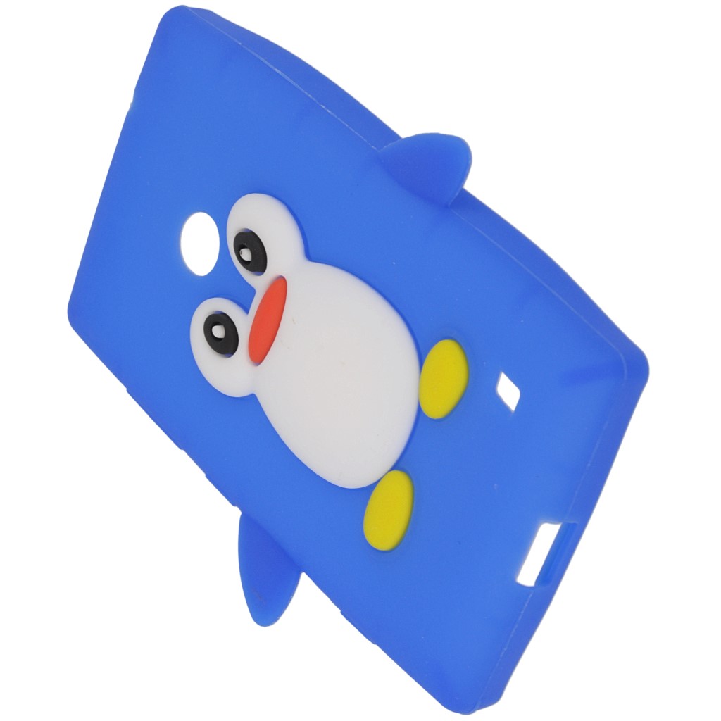 Pokrowiec etui silikonowe 3D Pingwin niebieskie NOKIA Lumia 520 / 7