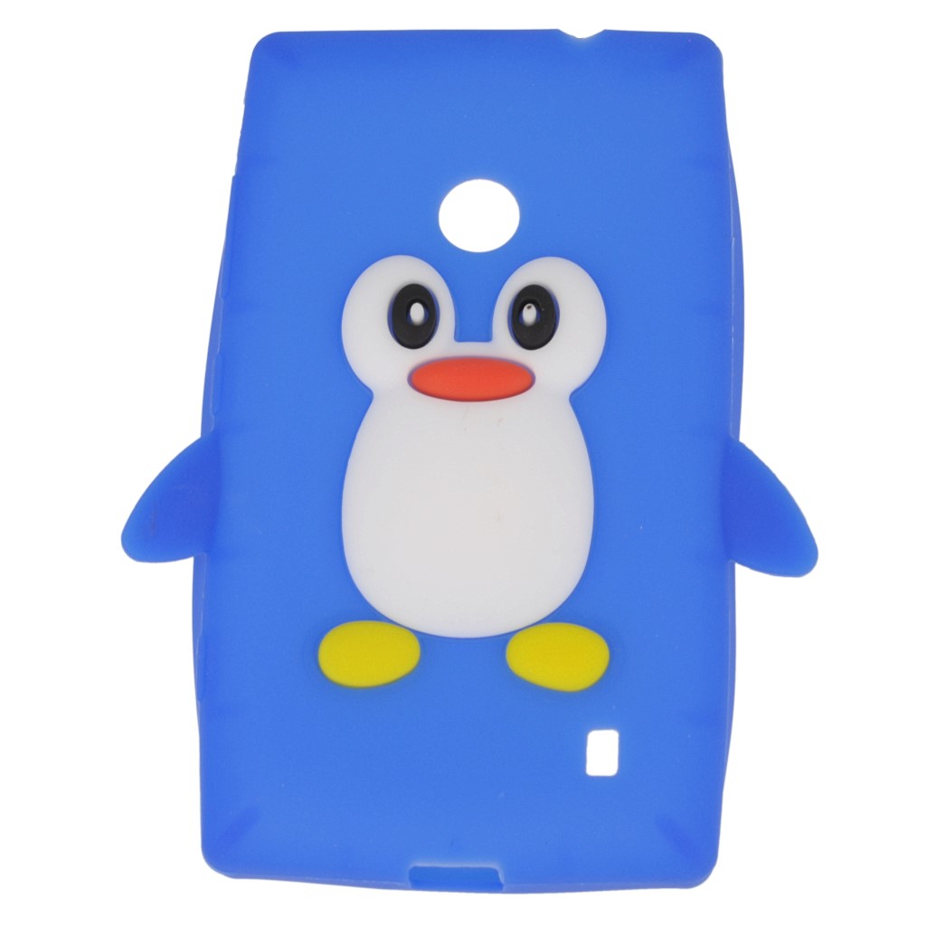Pokrowiec etui silikonowe 3D Pingwin niebieskie NOKIA Lumia 520 / 9