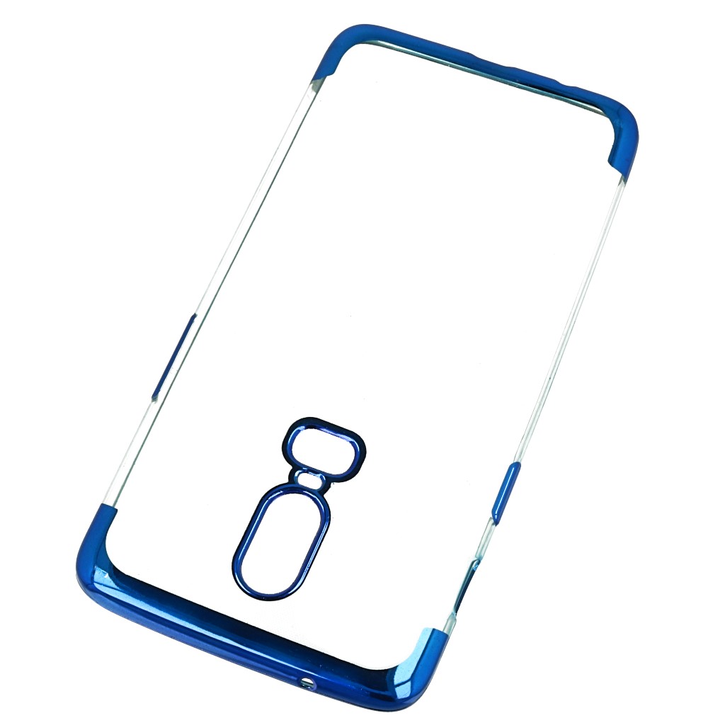 Pokrowiec etui silikonowe z ramk Elegance niebieskie OnePlus 6 / 2