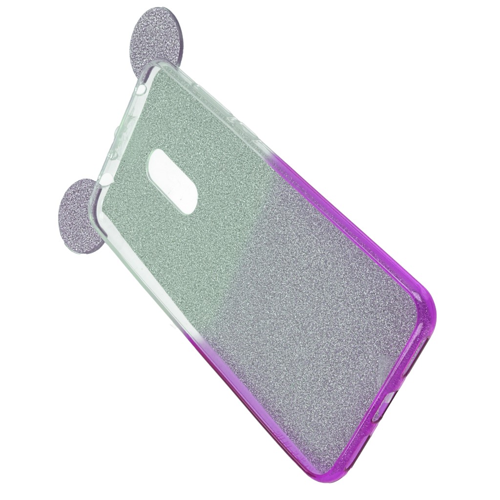 Pokrowiec back case brokatowa Myszka fioletowy Xiaomi Redmi 5 Plus / 3