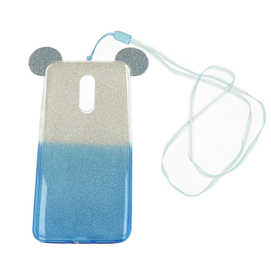 Pokrowiec back case brokatowa Myszka niebieski Xiaomi Redmi 5 Plus