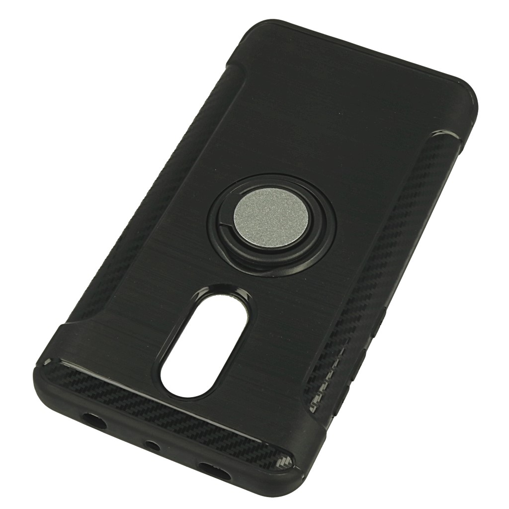 Pokrowiec etui pancerne Karbon Lux Magnet czarne Xiaomi Redmi Note 4X / 6