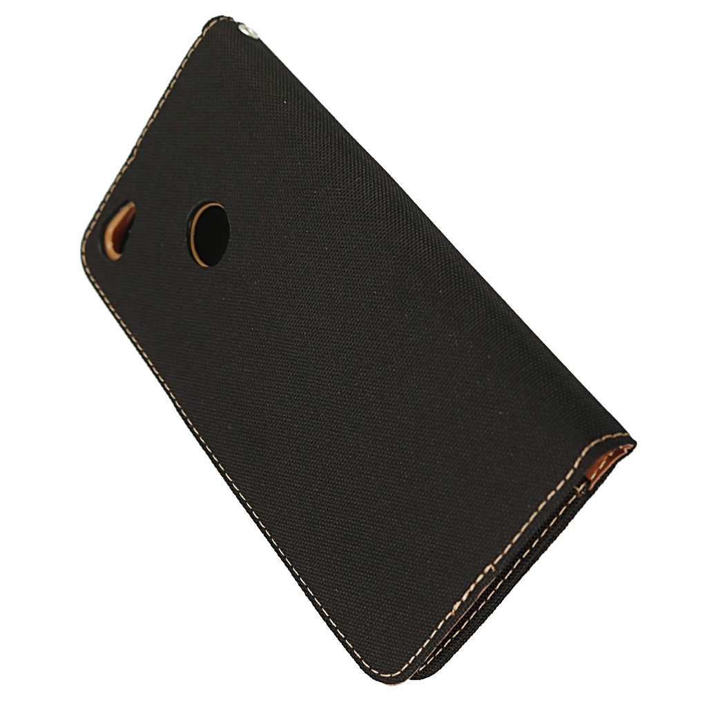 Pokrowiec etui Portfelowe Canvas czarne Xiaomi Redmi Note 5A Prime / 6