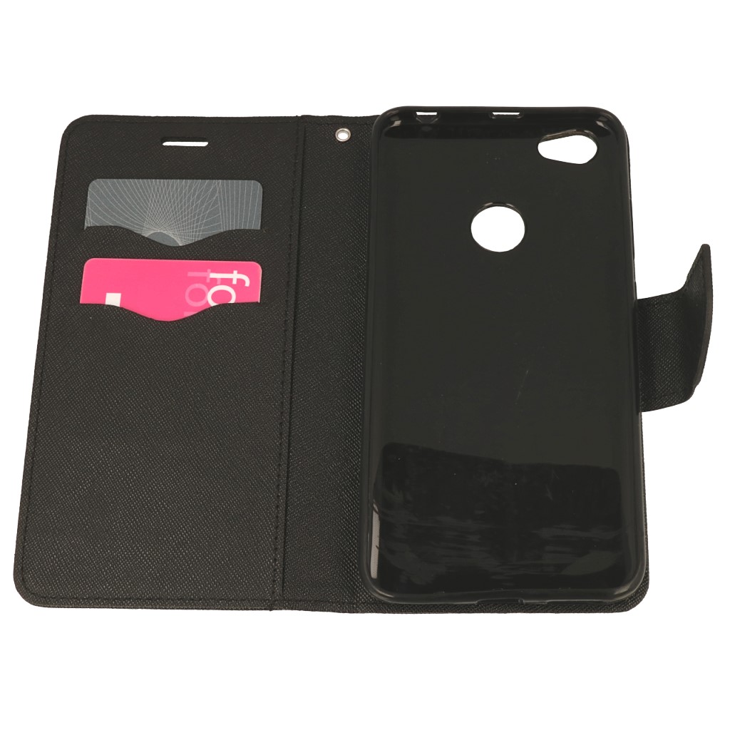 Pokrowiec etui z klapk na magnes Fancy Case czarne Xiaomi Redmi Note 5A / 7