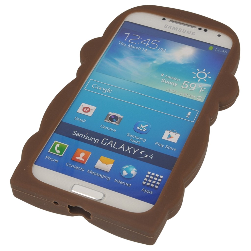 Pokrowiec etui silikonowe 3D Mapka brzowe SAMSUNG GT-i9500 Galaxy S IV / 3