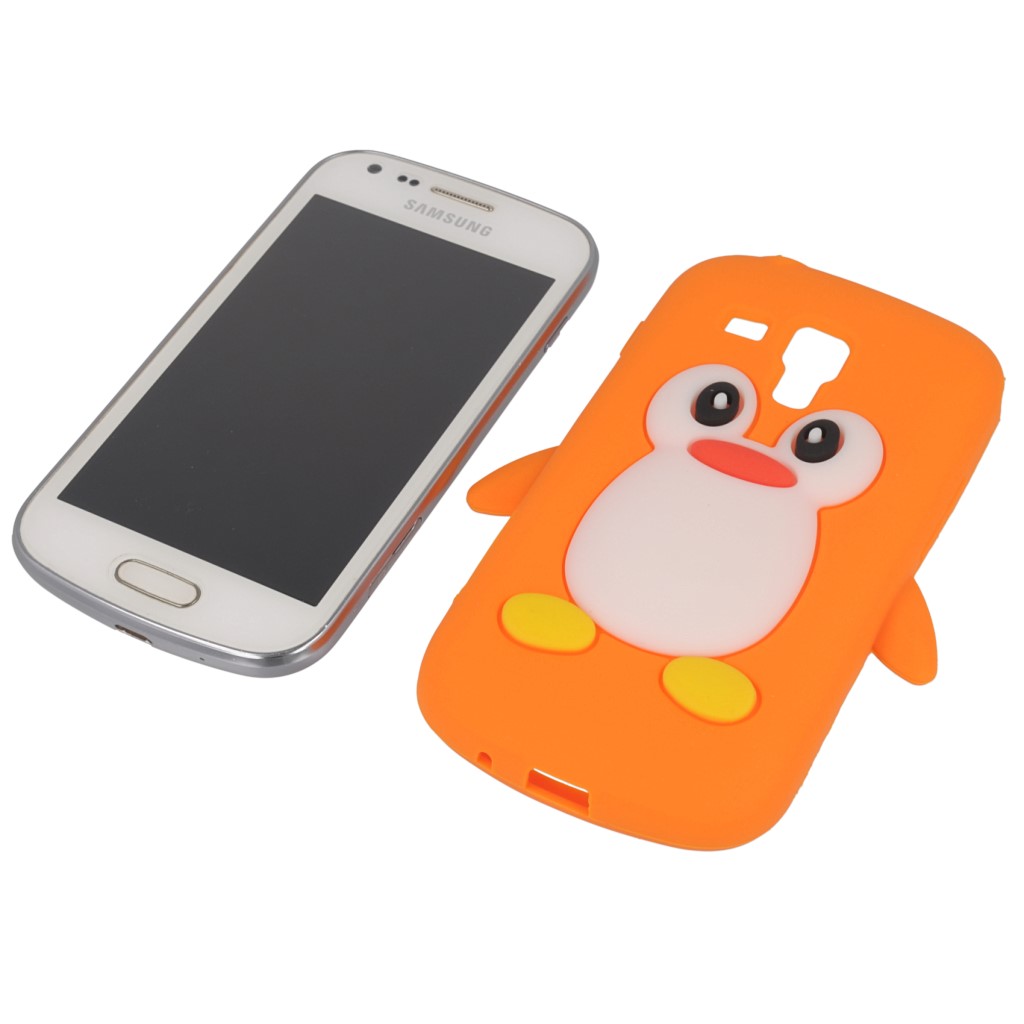 Pokrowiec etui silikonowe 3D Pingwin pomaraczowe SAMSUNG GT-S7580 Galaxy Trend Plus / 12