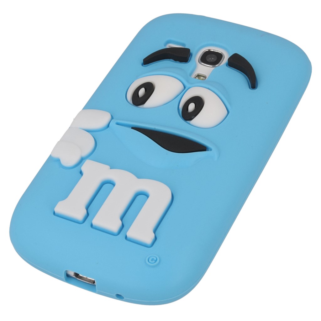 Pokrowiec etui silikonowe 3D M&M niebieskie SAMSUNG Galaxy S III mini