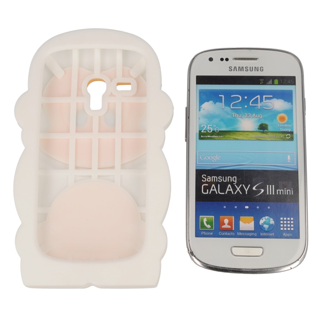 Pokrowiec etui silikonowe 3D Mapka biae SAMSUNG Galaxy S III mini VE / 9