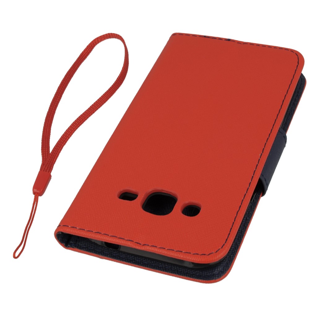 Pokrowiec etui z klapk na magnes Fancy Case czerwono-granatowe SAMSUNG Galaxy J2 / 5