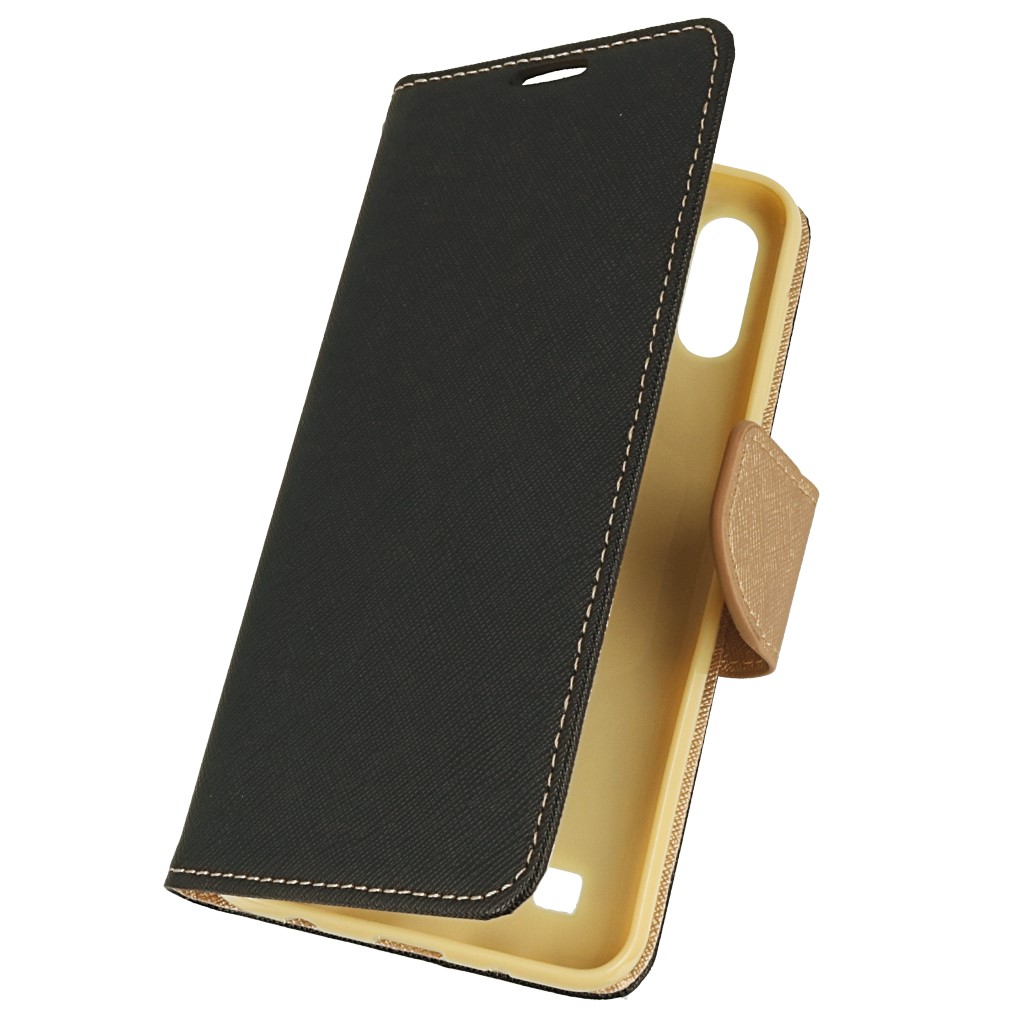 Pokrowiec etui z klapk na magnes Fancy Case czarno-zote APPLE iPhone 13 Pro