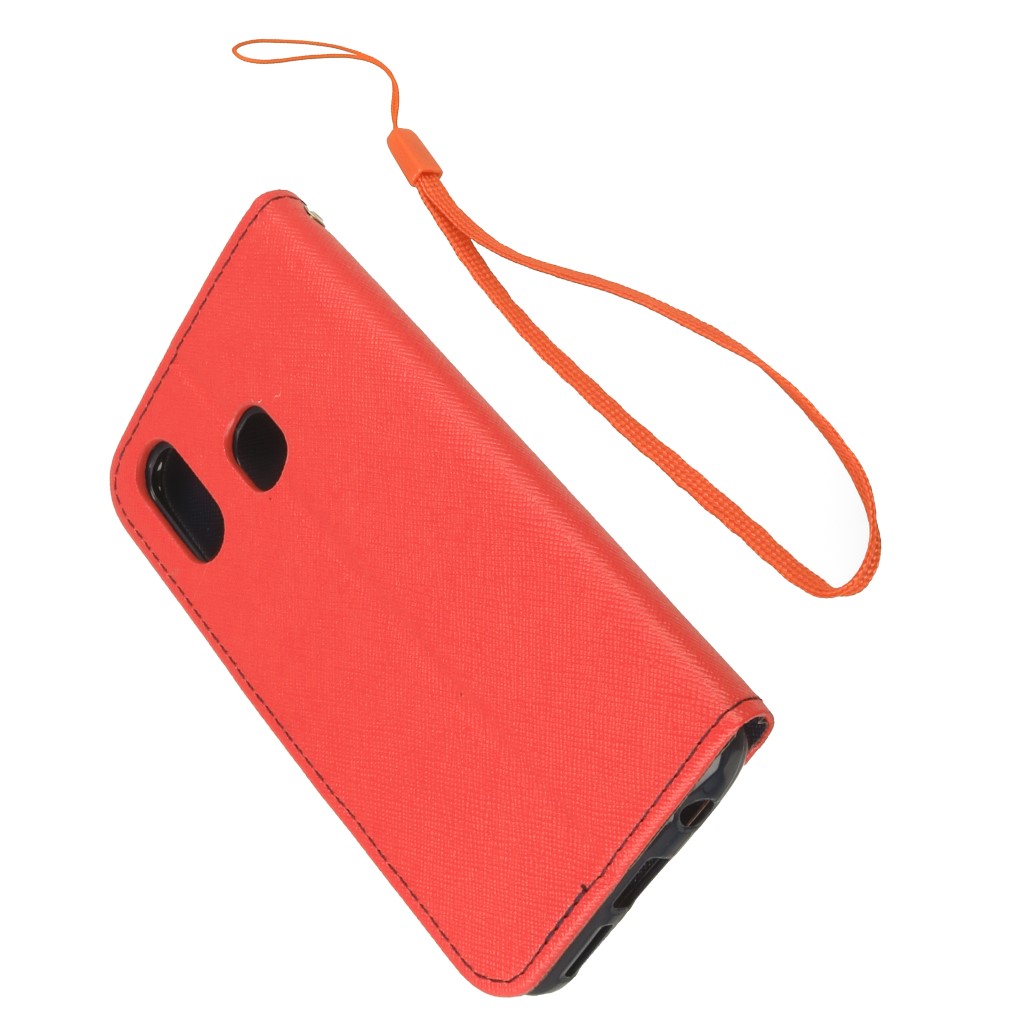 Pokrowiec etui z klapk na magnes Fancy Case czerwono-granatowe SAMSUNG Galaxy A20e / 5