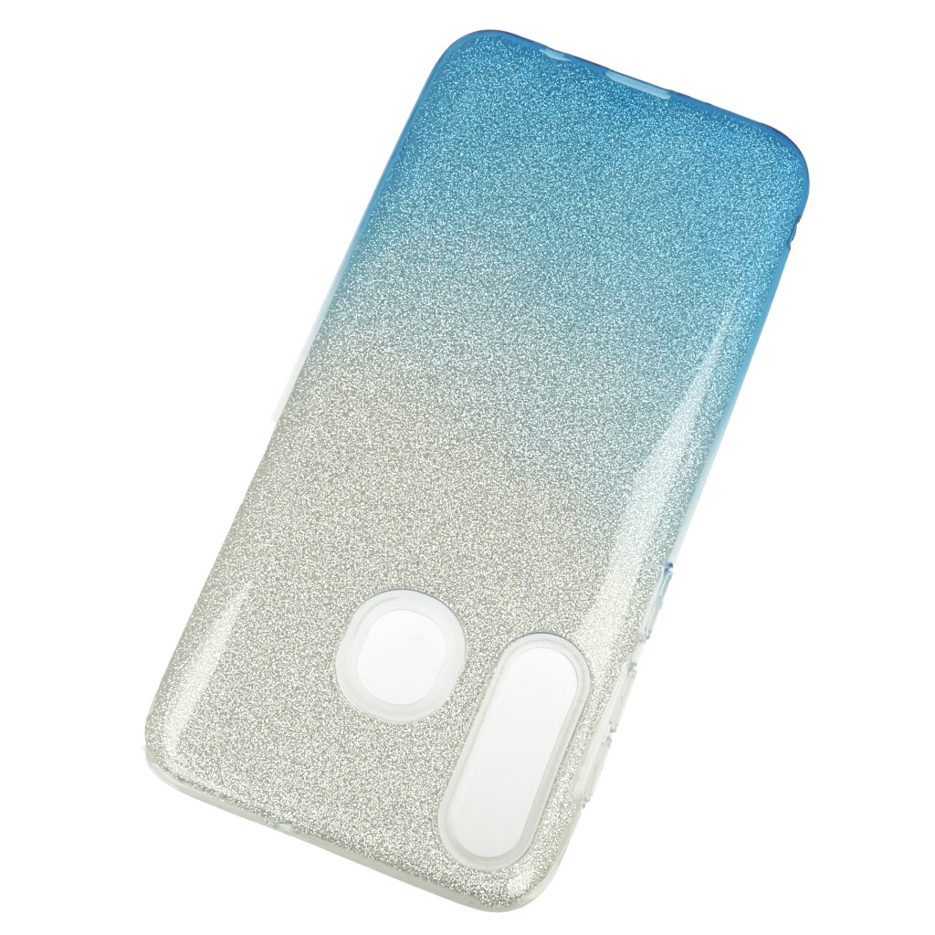 Pokrowiec etui z brokatem Bling Ombre niebieskie SAMSUNG Galaxy A30 / 2