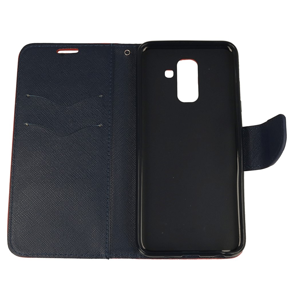 Pokrowiec etui z klapk� na magnes Fancy Case czerwono-granatowe SAMSUNG Galaxy A6+ 2018 / 2