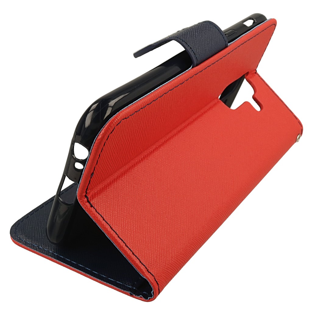 Pokrowiec etui z klapk� na magnes Fancy Case czerwono-granatowe SAMSUNG Galaxy A6+ 2018 / 8