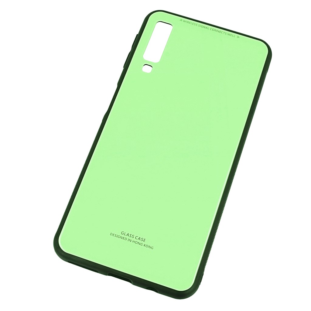 Pokrowiec back case Glass Case limonkowe SAMSUNG Galaxy A7 2018